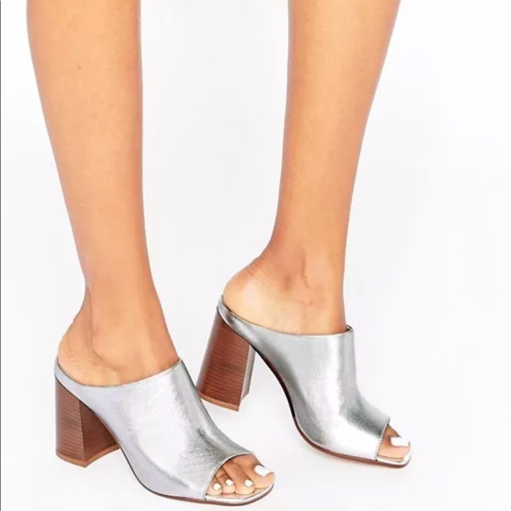 ASOS Silver Leather Mules